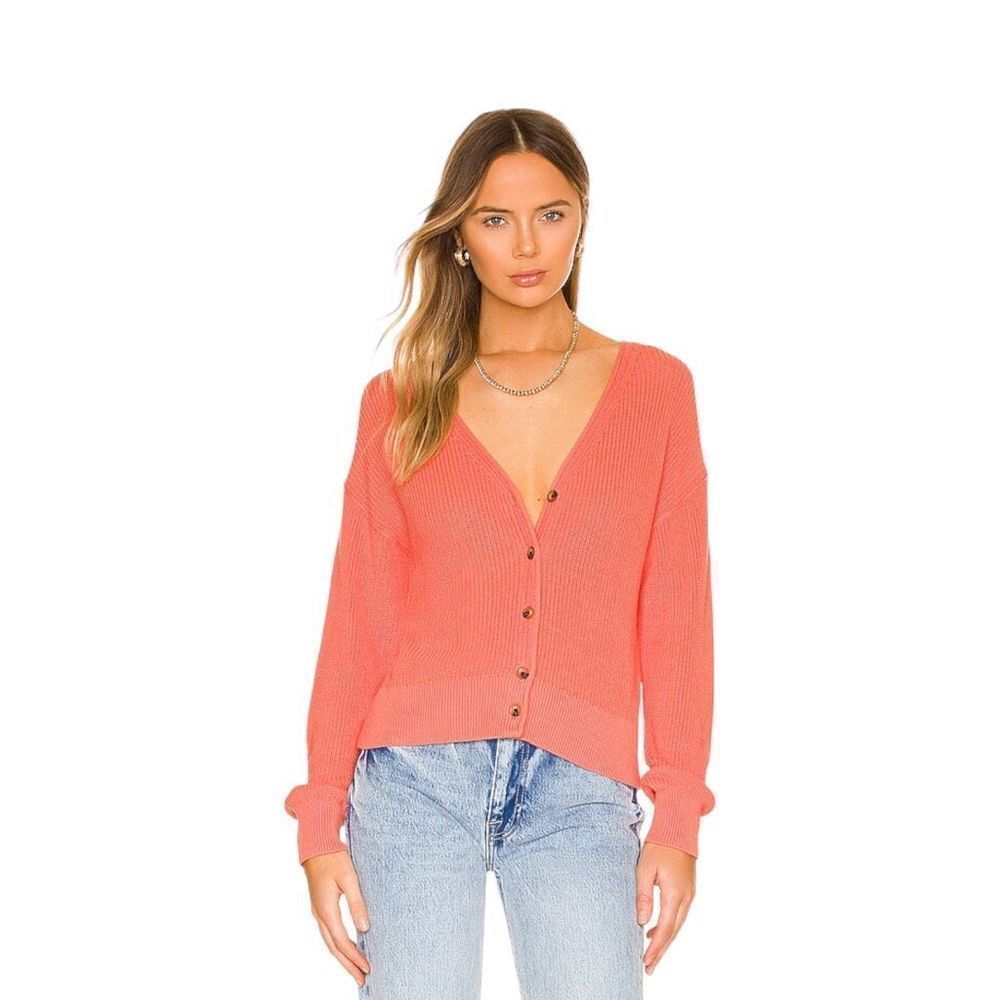 Velvet by Graham & Spencer Solange Cardigan in Coral Upcycled / Repaired